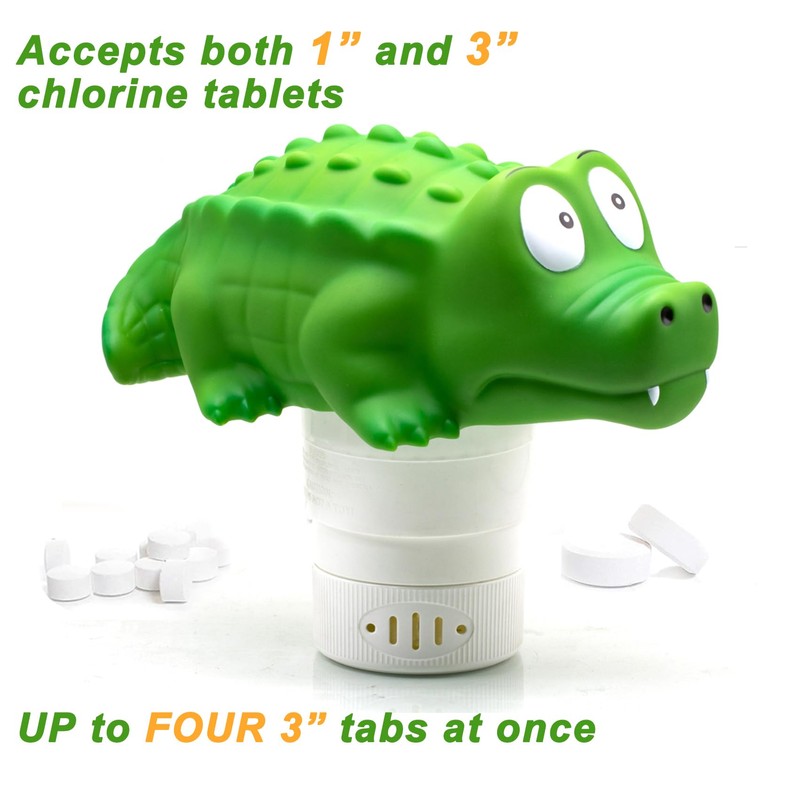WWD POOL Pool Chlorine Floater, Floating Pool Chlorine Dispenser (Alligator),