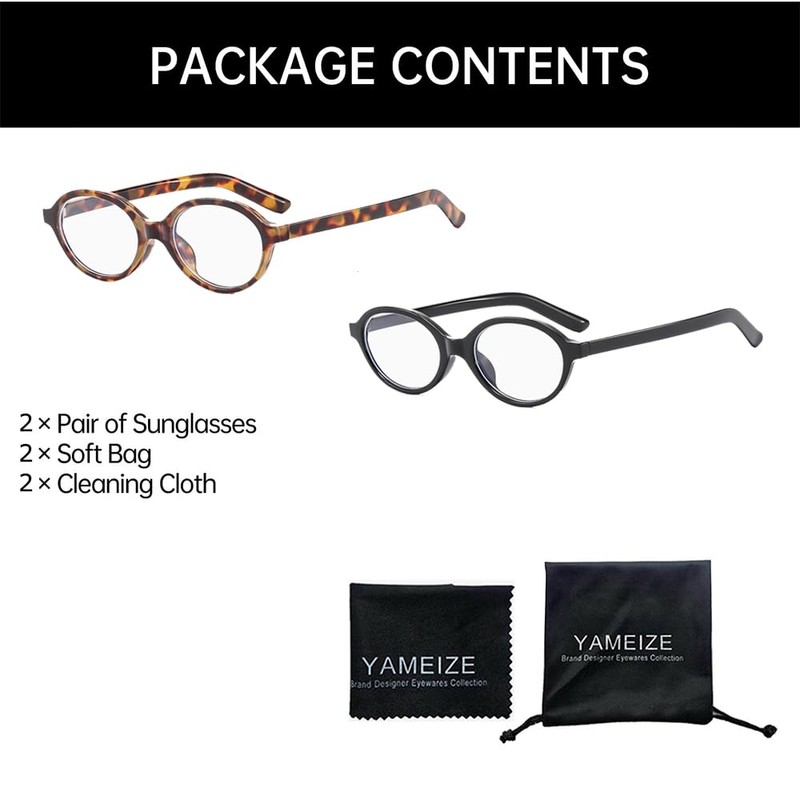 YAMEIZE Oval Blue Light Glasses Women Men - Small Anti