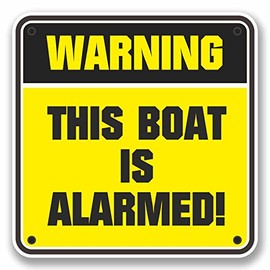 2 x 10cm This Boat is Alarmed Warning Vinyl Sticker Bike Motorcycle Gift #9748 (10cm Wide x 10cm High)
