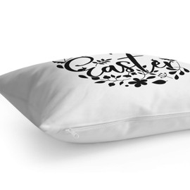 Fashionalarm Cushion Happy Easter Flowers Wreath - 40 x 40 cm with Filling | Saying Rabbit Motif Gift Idea Easter Decoration Easter Decoration Easter Decoration, White 40 x 40 cm