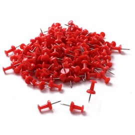 Tupalizy 200PCS Colored Plastic Push Pins Decorative Map Thumb Tacks with Steel for Bulletin Board and DIY Craft Home Office Use (Red)