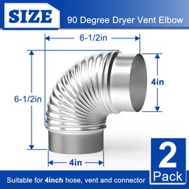 Wintcomfort 4" OD 90 Degree Dryer Vent Elbow, 2 Pcs Galvanized Elbow Vent Tube Connector, Adjustable Elbow for Tight Space, HVAC Duct, Round Tube Air Ventilation & Vent Pipe Ductwork