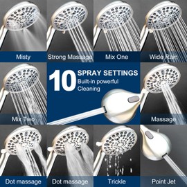 Shower Head with Handheld, All Metal Holder & Extra Long 6 ft. Stainless Steel Hose,Brushed Nickel 2.5 GPM