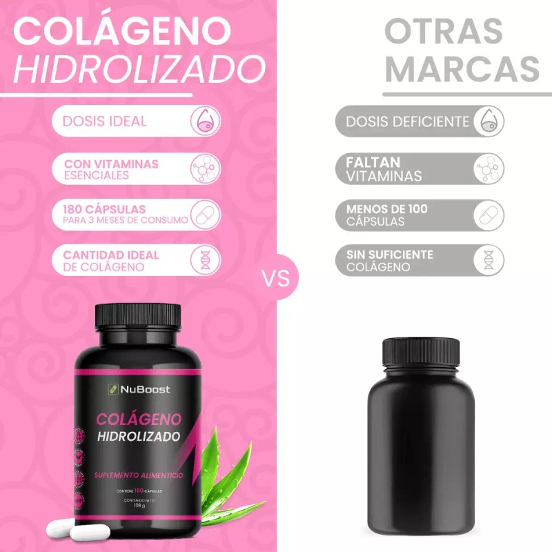 Colágeno Hidrolizado 600mg 180 Cápsulas Biotina Nuboost Sabor