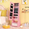 HONEY JOY Kids Jewelry Armoire Cabinet, 41.5" Standing Wooden Standing
