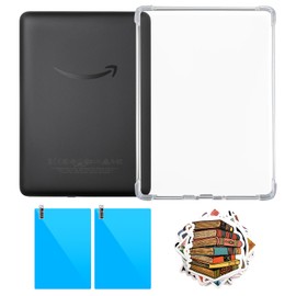 4 in 1 Clear Case with 2 Screen Protector and 50 Sticker for Kindle Paperwhite 12th Gen 2024 (7") & Kindle Colorsoft Signature Edition (7"),【All-Around Protection】【Light Weight】【Anti-Scratch】