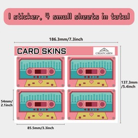 CREATCABIN Tape Card Skin Sticker, Debit Card Skins, Cover Cassette Bank Card Protective Stickers, Waterproof, Scratch-Resistant, No Bubbles, Slim for EBT Transport, Key Card, Pink, 186 x 137 mm