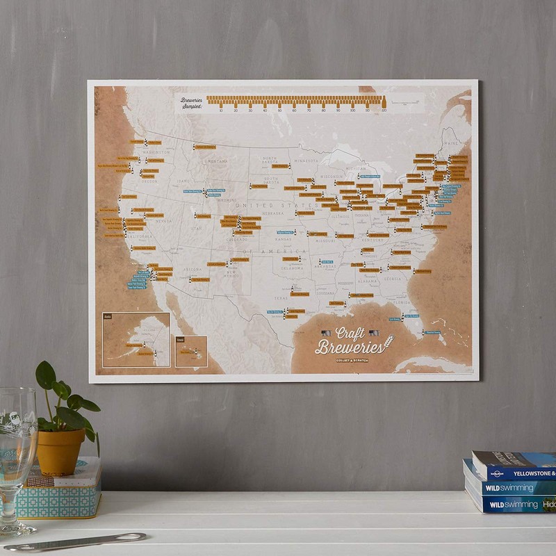 Scratch Off USA Map Craft Breweries Poster - Beer Enthusiast