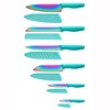Marco Almond Kitchen Knife Set, KYA37 12-Piece Rainbow Titanium Stainless