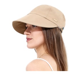 soul young Sun Hat with Ponytail Hole for Women Summer Quick Dry Wide Brim Waterproof Beach Hat UV Protection Baseball Cap UPF 50+(One Size,Khaki)