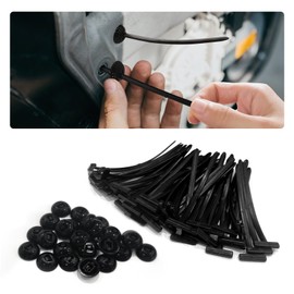 120PCS Nylon Universal Cable Tie Buckle – Heavy Duty Zip Ties and Zipper Clips for Car Accessories, Panel Fasteners with Pin & Button Design for Bumper, Door, Trim, Auto Interior Repair