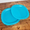 Tupperware Microwave Reheatable Teal rounded square plates 3398 set of