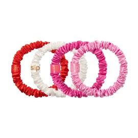 slip Skinny Scrunchies in Ornament Packaging: Anti-Crease, Anti-Breakage Slipsilk™ Design Protects Delicate Hair | Includes 4 Pure Silk Scrunchies, Aggie