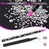 Rhinestones 1500PCS in 6 Sizes Flat Back Nail Gems, Crystal