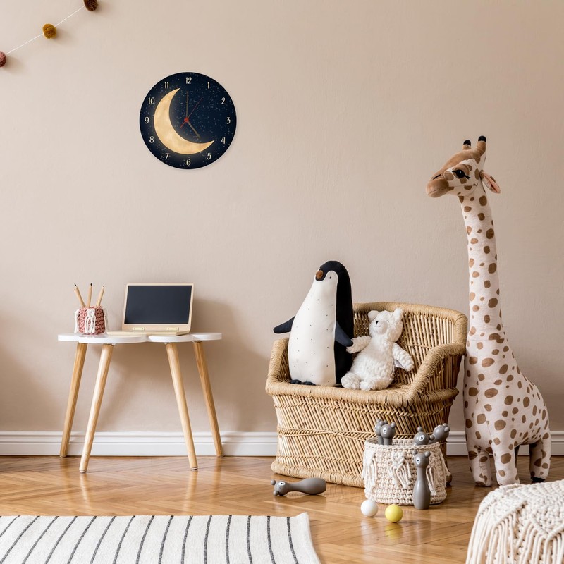 speecheese Night Sky with Half Moon Wall Clock Beautiful Clock