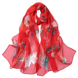 FAIRYGATE Red Scarf for Women UK for Women UK Womens Scarves Ladies Women's Fashion Print Long Scarves Floral Neck Scarf Shawl Wrap Gifts For Her A5217