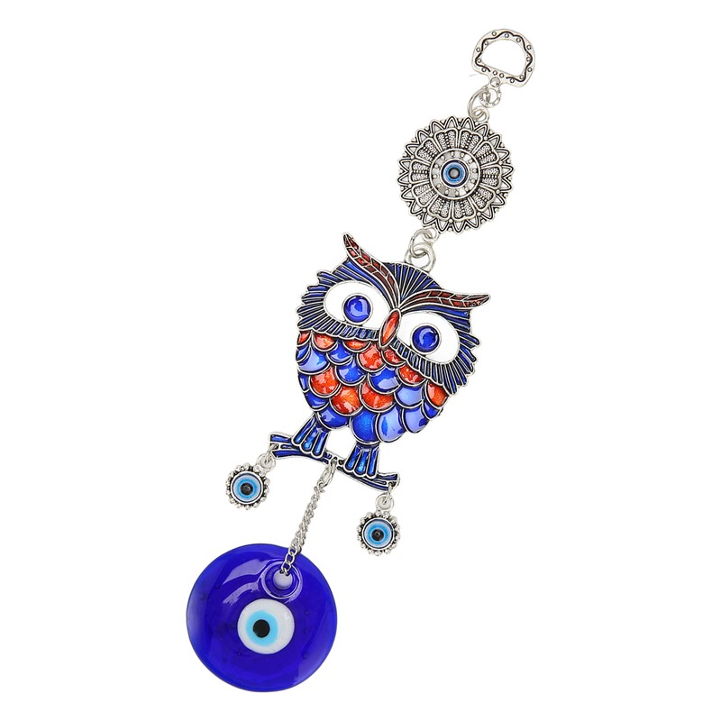 Blue Eye Owl Keychain Good Luck Beautiful Blessing Amulet Car