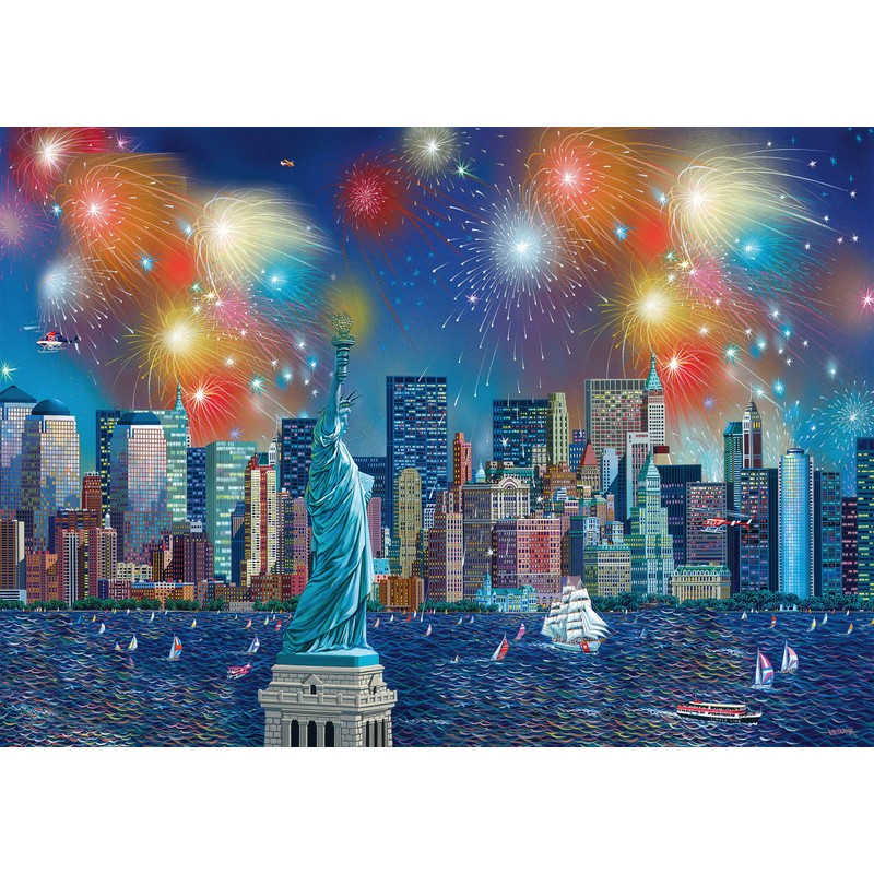 Schmidt Spiele 59649 Alexander Chen Statue of Liberty with Fireworks,