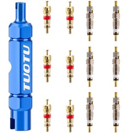 TuoTu Valve Core Remover Tool Kit Bike and Car Valve Core Repair Tool with Brass Replacement Presta and Schrader Valve Core