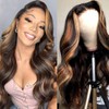 haha Brown Ombre Lace Closure Wig Human Hair 1B/30 Highlight