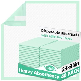 Disposable Underpads with Adhesive Tapes 23'' X 36'' Chucks Pads Heavy Absorbency Incontinence Pads, Waterproof Pee Pads, Thicker Chux Pads for Unisex Adult, Kids and Pet (40 Count)