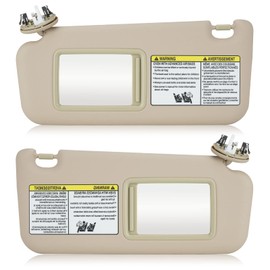 Left & Right Sun Visor with Vanity Light for 2006-2013 Toyota RAV4, Driver & Passenger Side Beige Sunvisor Replacement 74320-42501-B2 74310-42452-B2