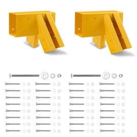 ONECHOI Swing Set Brackets 10",Bolt-Thru Construction Swing Set Hardware Kit w/3MM Thickness Steel for 4x4 Legs & 4x6 Beam, Wood End Bracket Maximum Protection of Children's Safety (Yellow 2 Pack)