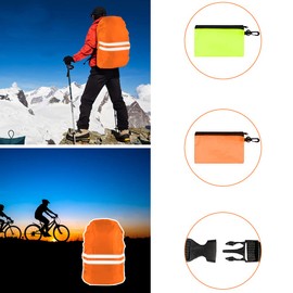 flintronic Backpack Waterproof Cover, 2 Pack Reflective Rucksack Cover, High Visibility Backpack Cover for Cycling, Running & Hiking (M 30-40L, Green & Orange)