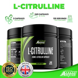 L-Citrulline 240 Capsules - 750mg Capsules / 1500mg Per Serving - High Strength Amino Acid for Muscle Performance & Recovery