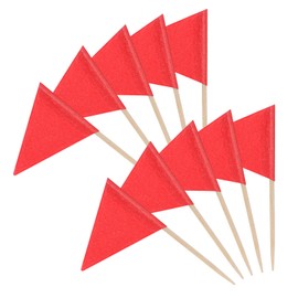 100 Pcs Flag Toothpicks Blank Toothpick Flags Cheese Markers Flag Cupcake Toppers Sticks Food Labels for Party Buffet Food Tags for Party DIY Food Decoration (Red)