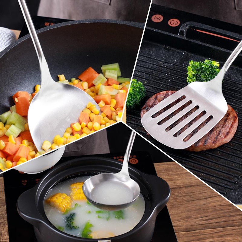 FJNATINH Cooking Utensils Set with Wood Handle, 6 PCS Wok