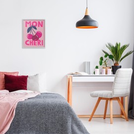 Stupell Industries Mon Cheri Fruits Framed Giclee Wall Art Design by Lisa Perry Whitebutton, Gray Framed, 16 x 20