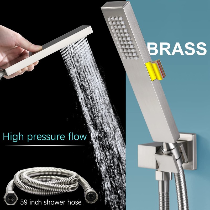 Enga Solid Brass High Pressure Hand Held Shower Wand Square