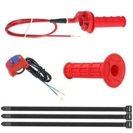 Viclaakesi 7/8"-22mm Universal Twist Throttle,Pit Bike Handlebars,mini Bike Throttle,Compatible with 50CC-250CC 4-Stroke Dirt Bikes with(Handle Grip + Cable + Throttle Clamp +flameout Switch)(Red)