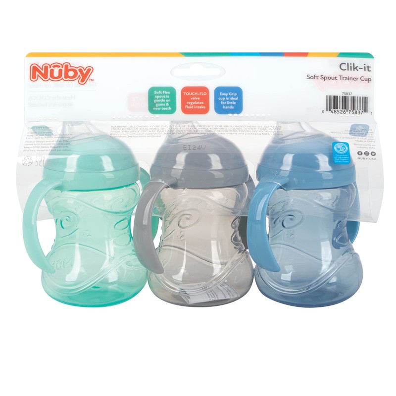 Nuby 3 Piece No-Spill Grip N’ Sip Cup with Soft