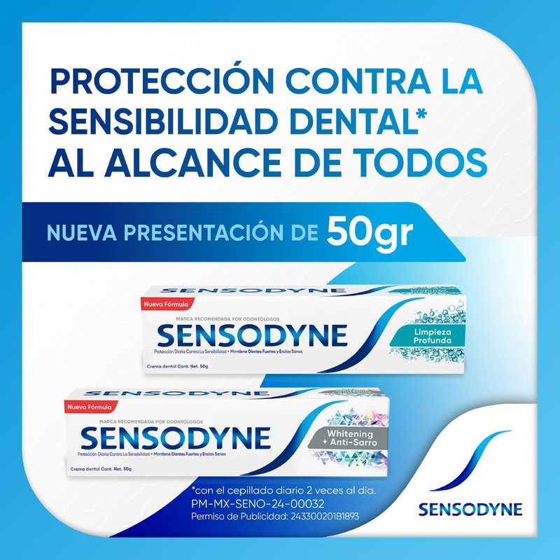 Sensodyne Pasta Dental Limpieza Profunda para Dientes Sensibles, 50g