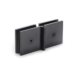 Shower Door Hinges, 180 Degree Brass Glass Door Hinge Fits for 5/16“ to 1/2” Glass Thick, Self-Closing at 25°, Matte Black