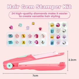 Hair Bedazzler Kit, Glitter Stones Hair Machine Hair Braiding Machine Girls Diamond Hair Machine, Hair Gemstone Styler, Glitter Gemstone Hair Accessories, Girls Toy, Gift for Girls 5 - 12 Years