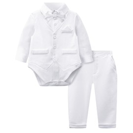 A&J DESIGN Baby Boy Baptism Outfit Infant Christening Blessing Formal Wedding Dress Suit 3-6 Months White