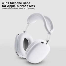 Ainiv Silicone Case for AirPods Max, Ear Pad & Headband Cover, Anti-Scratch Protector - White