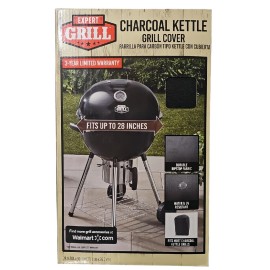 EXPERT GRILL ~ CHARCOAL KETTLE GRILL COVER UP TO 28" ~ WATER & UV RESIST ~ BLACK