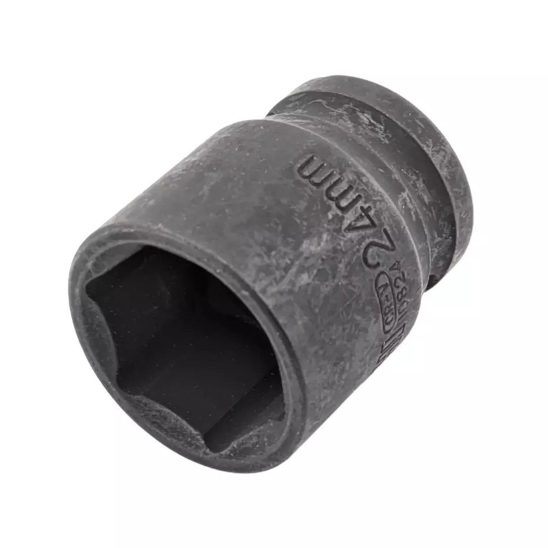 24mm 6-Point Shallow Impact Socket 1/2" Drive CR-V Steel Black