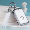 SHANGHONG Compatible with Volvo Key Fob Cover with Keychain Leather