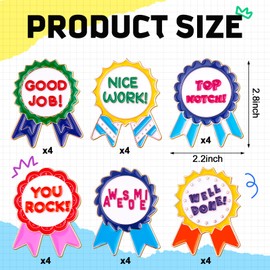 Tondiamo 24 Pcs Recognition Award Pins for Kids Teacher Appreciation Enamel Pins Motivational Label Encouragement Team Badge for Award Students Teacher Classroom Graduation Gift