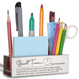 WINOESHE Stainless Steel Pencil Holder with BeatTeam Noun Definition & Thanks Message, Appreciation Gift for Team Member, Outstanding Group Desk Organizer for Nurse Employee HUE20