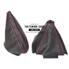 GEAR & HANDBRAKE GAITER BLACK LEATHER RED STITCHING