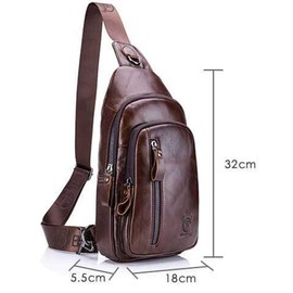 Sling Bag, BULLCAPTAIN Leather Chest Bag Crossbody Shoulder Business Backpack Outdoor Daypack
