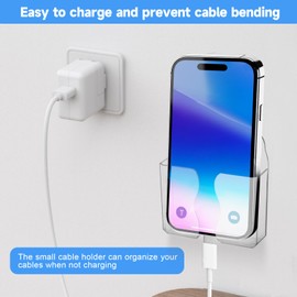 KQDRAVINE 2 Transparente Handyhalterung, Handy Wandhalterung mit Öffnungen für Datenkabel, Halterung Wand mit Aufklebern und Schrauben, Handyhalterungen, Geignet für Schlafzimmer und Wohnzimmer
