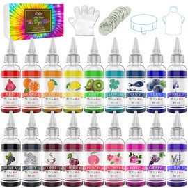 Limino Tie Dye Kit 18 Colours - Fabric Colours Textile Paint Set for DIY Shirt, Adults and Children Textile Clothing Painting - All in 1 Fabric Tie Dye Tie Dye Set for T Shirt, Hoodie, Party Supplies