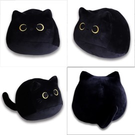 Black Cat Plush Toy Black Cat Pillow,2Pcs Kawaii Black Cat Plushie Soft Mini Cat Plush Toys,Plushies Lumbar Back Cushion Decoration for Kids Home Decor Gift Boys Girls Birthday Valentines Christmas